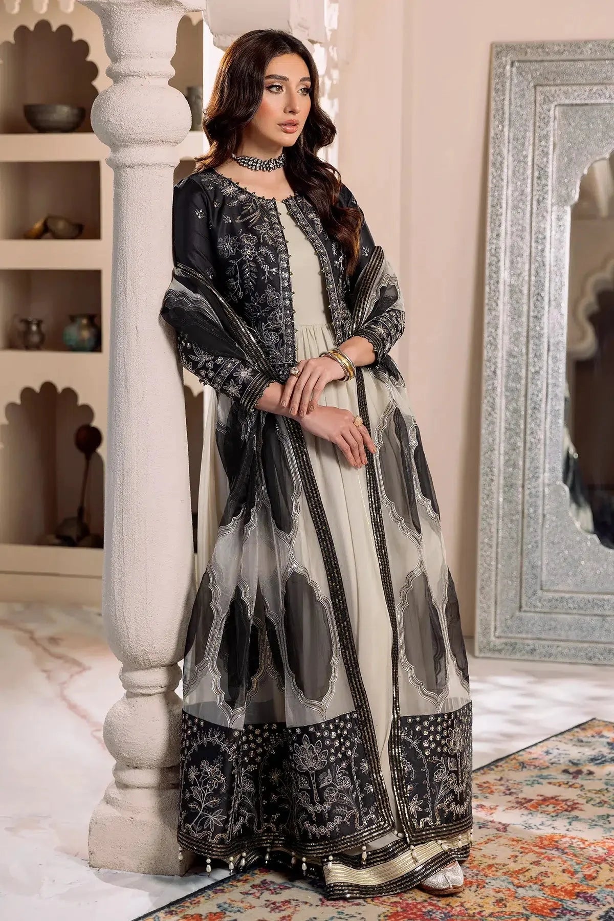 Alizeh | Formals Collection | Offwhite Black 4 piece - RTW1016 by Alizeh - Designer Dress - Type: Ladies Clothes - Available at Libayah - 100% Original
