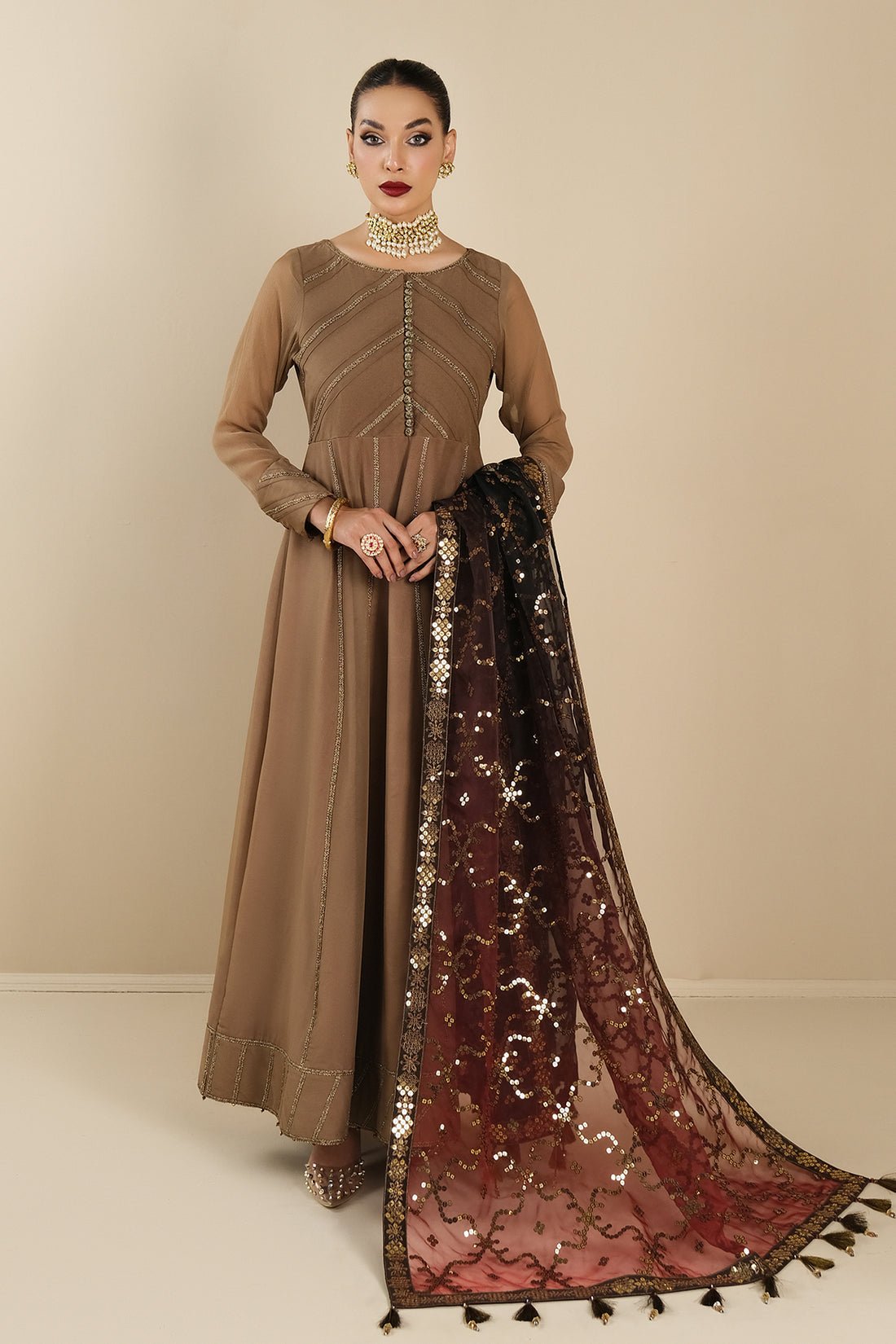 Alizeh | Formals Collection | Rose Beige Dress 3 piece - RTW1017 by Alizeh - Designer Dress - Type: Ladies Clothes - Available at Libayah - 100% Original
