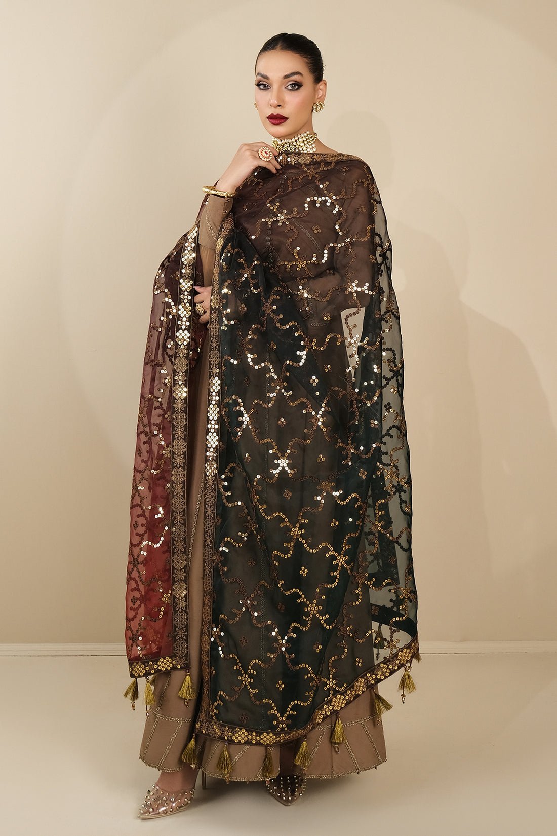 Alizeh | Formals Collection | Rose Beige Dress 3 piece - RTW1017 by Alizeh - Designer Dress - Type: Ladies Clothes - Available at Libayah - 100% Original