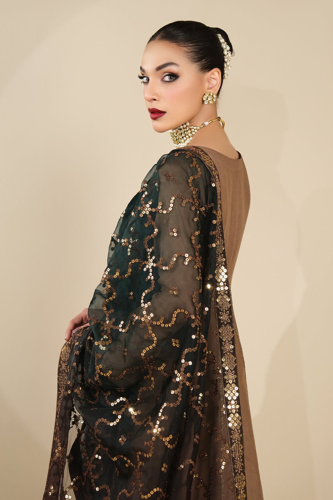 Alizeh | Formals Collection | Rose Beige Dress 3 piece - RTW1017 by Alizeh - Designer Dress - Type: Ladies Clothes - Available at Libayah - 100% Original