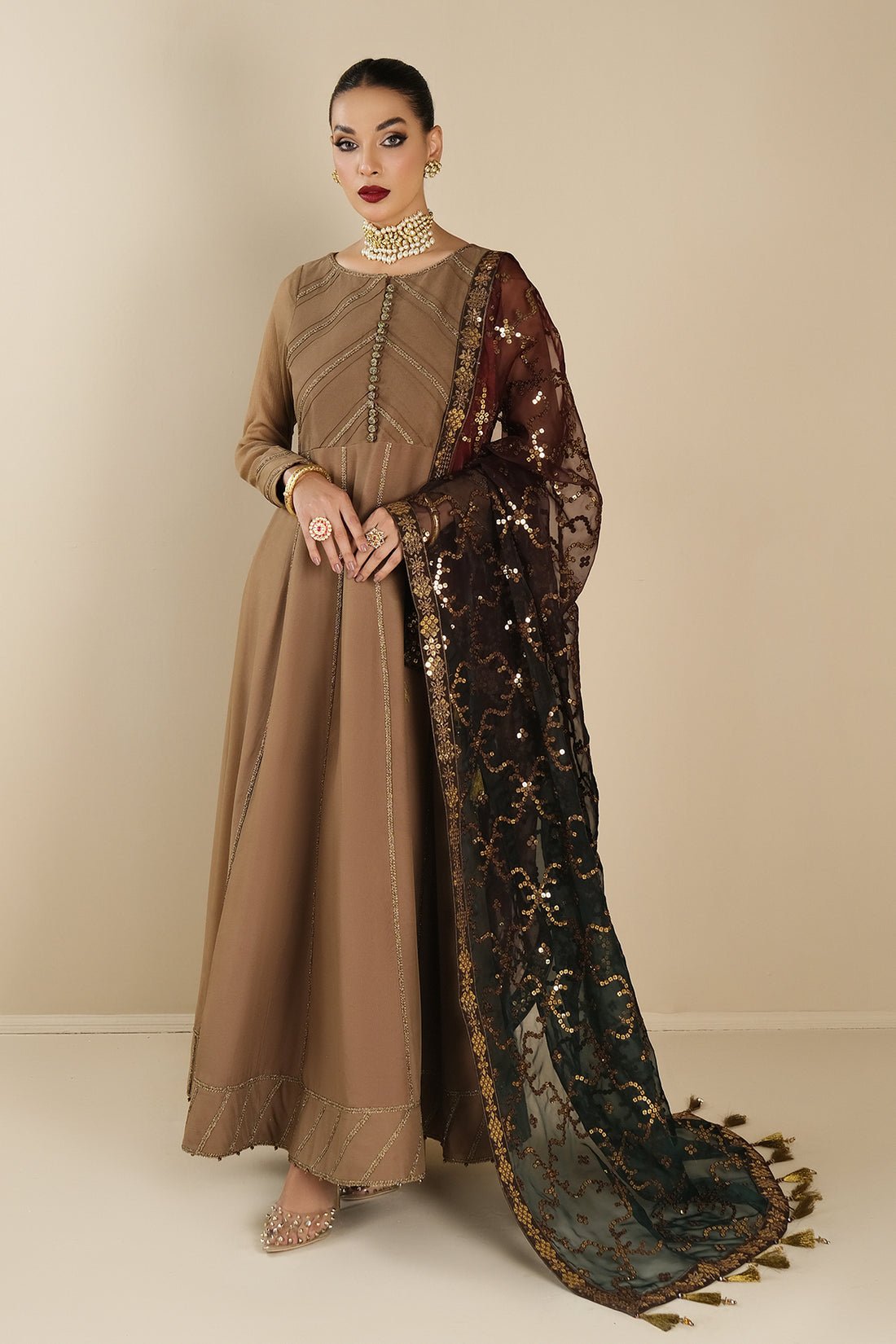 Alizeh | Formals Collection | Rose Beige Dress 3 piece - RTW1017 by Alizeh - Designer Dress - Type: Ladies Clothes - Available at Libayah - 100% Original