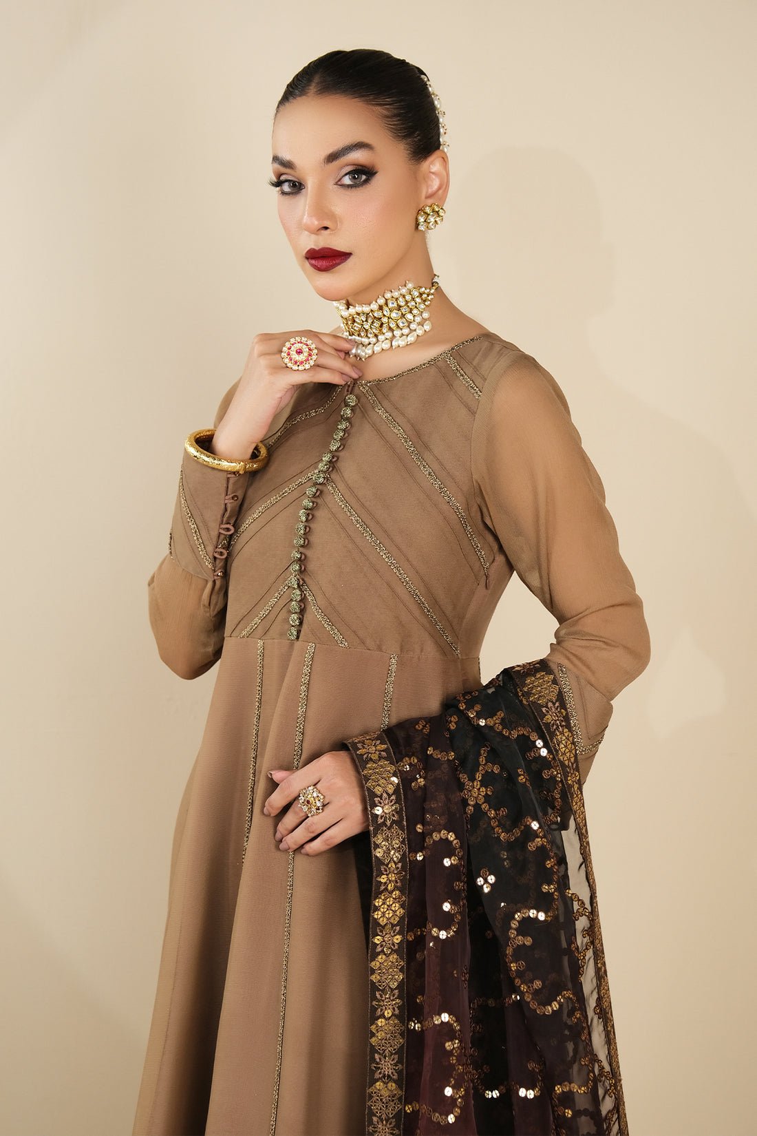 Alizeh | Formals Collection | Rose Beige Dress 3 piece - RTW1017 by Alizeh - Designer Dress - Type: Ladies Clothes - Available at Libayah - 100% Original