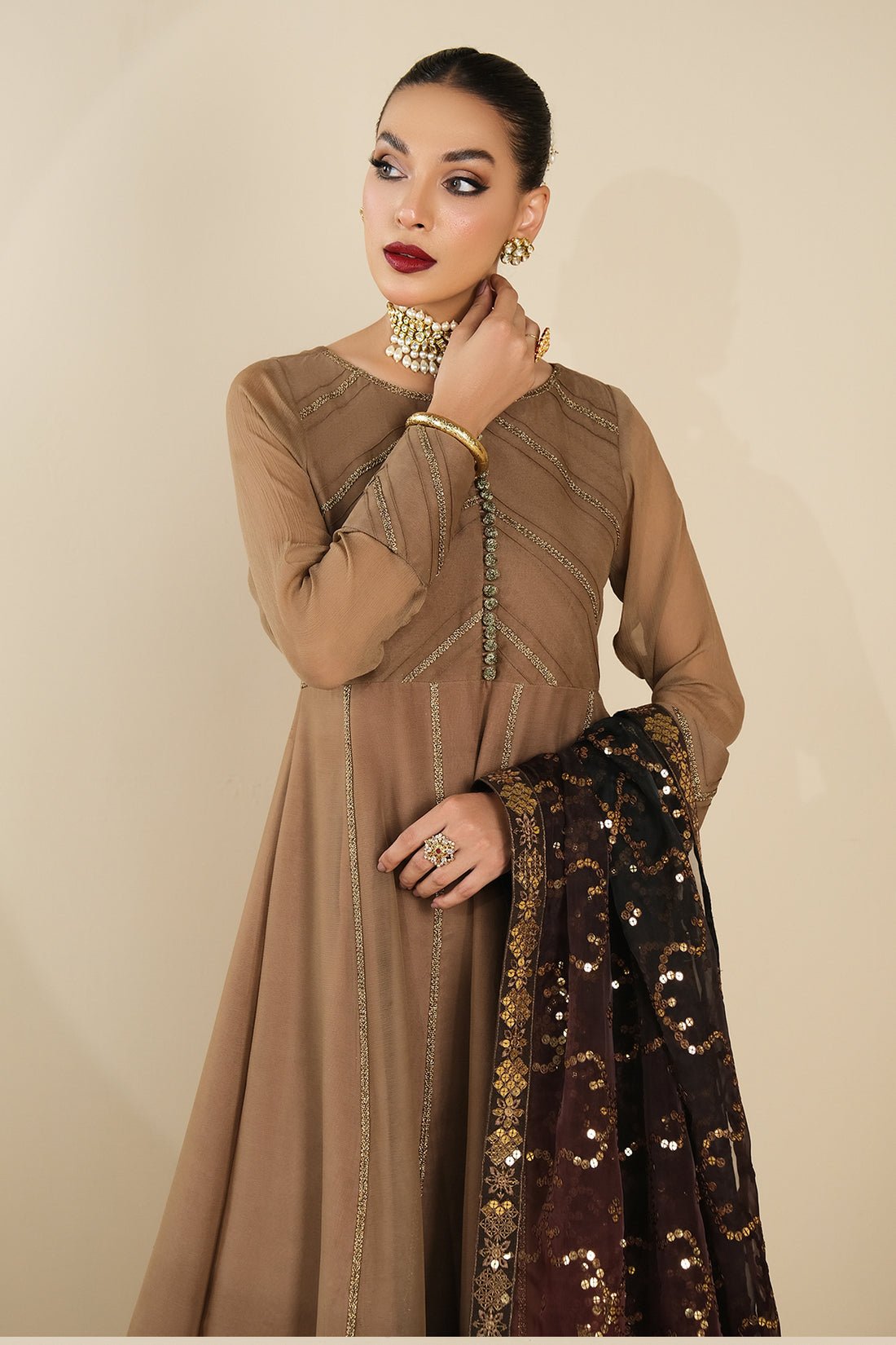 Alizeh | Formals Collection | Rose Beige Dress 3 piece - RTW1017 by Alizeh - Designer Dress - Type: Ladies Clothes - Available at Libayah - 100% Original