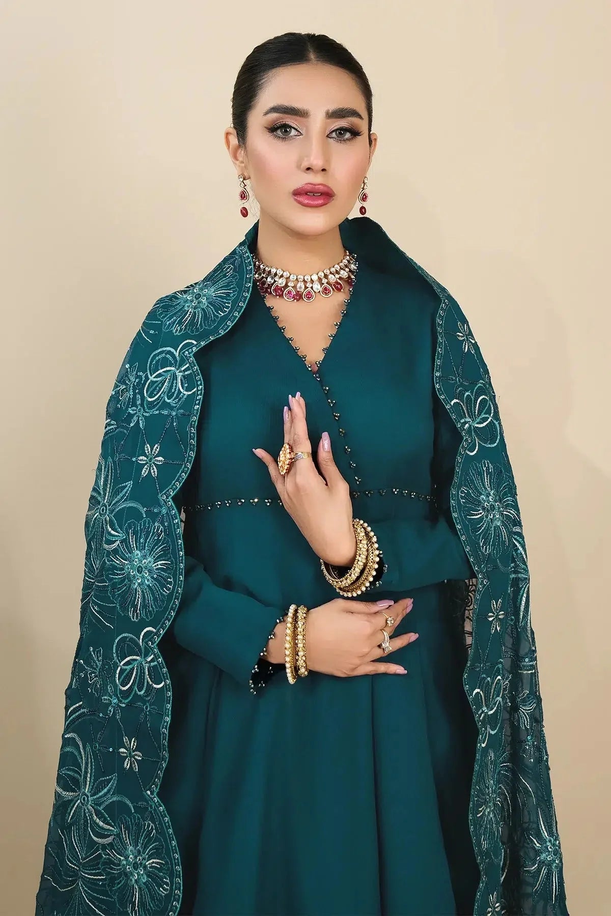 Alizeh | Formals Collection | Sea Green Peplum 3 piece - RTW1015 by Alizeh - Designer Dress - Type: Ladies Clothes - Available at Libayah - 100% Original