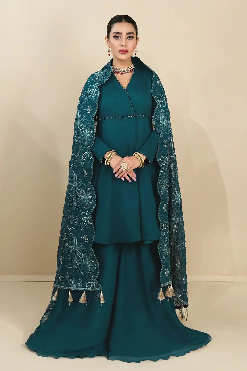 Alizeh | Formals Collection | Sea Green Peplum 3 piece - RTW1015 by Alizeh - Designer Dress - Type: Ladies Clothes - Available at Libayah - 100% Original