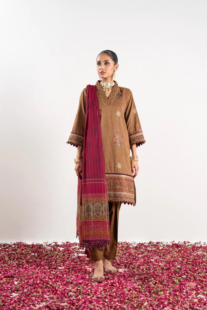 Alkaram | Festive Collection | FC-W-14D-23-3-Brown by Alkaram - Designer Dress - Type: Ladies Clothes - Available at Libayah - 100% Original
