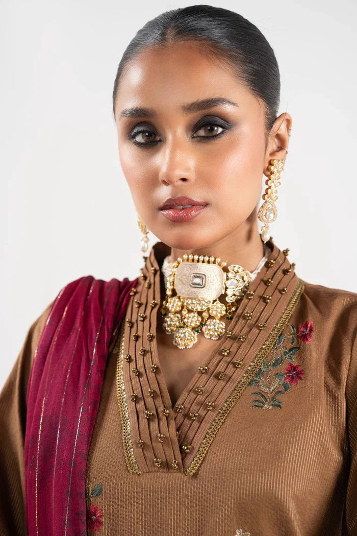 Alkaram | Festive Collection | FC-W-14D-23-3-Brown by Alkaram - Designer Dress - Type: Ladies Clothes - Available at Libayah - 100% Original