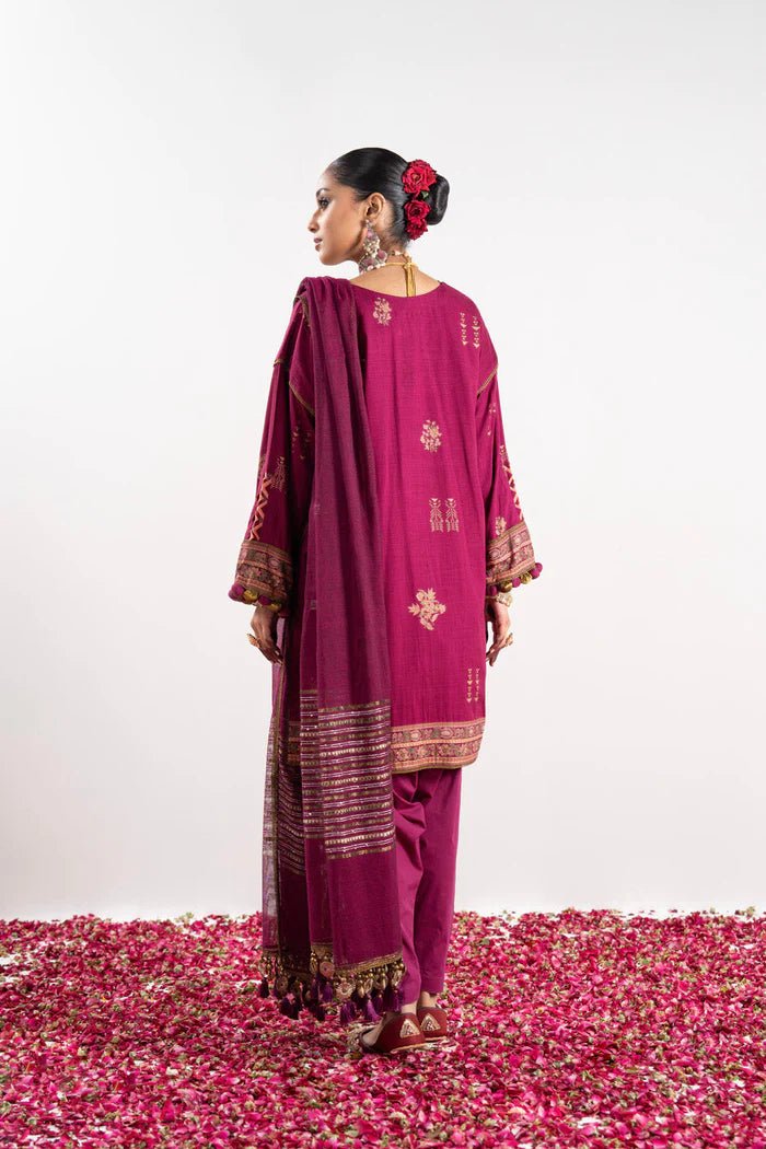 Alkaram | Festive Collection | FC-W-16E-23-3-Dark Pink by Alkaram - Designer Dress - Type: Ladies Clothes - Available at Libayah - 100% Original