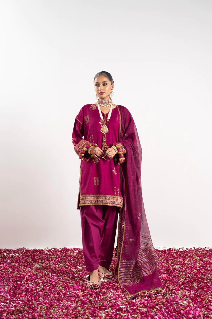 Alkaram | Festive Collection | FC-W-16E-23-3-Dark Pink by Alkaram - Designer Dress - Type: Ladies Clothes - Available at Libayah - 100% Original
