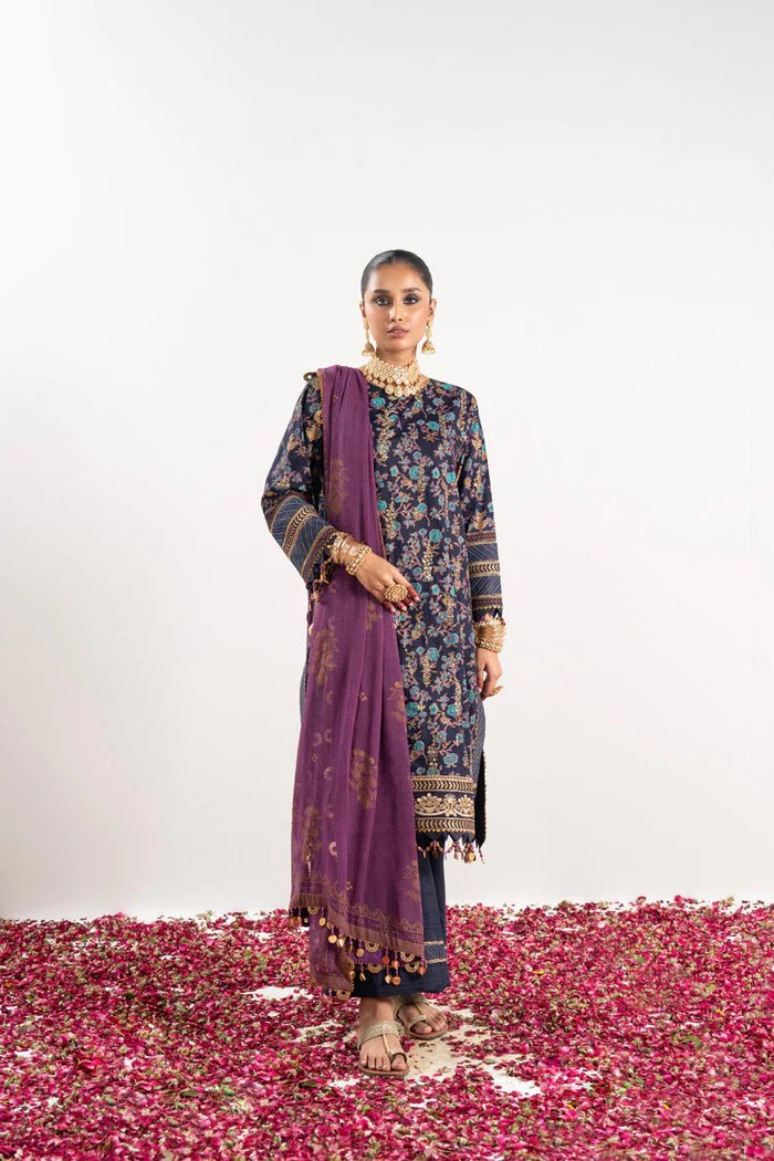 Alkaram | Festive Collection | FC-W-17F-23-3-Navy Blue by Alkaram - Designer Dress - Type: Ladies Clothes - Available at Libayah - 100% Original