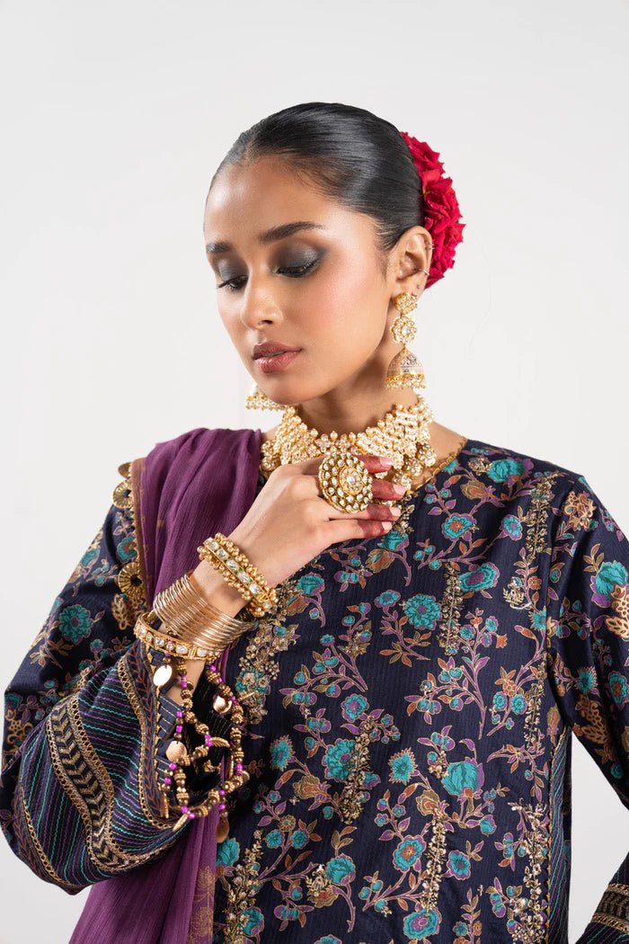 Alkaram | Festive Collection | FC-W-17F-23-3-Navy Blue by Alkaram - Designer Dress - Type: Ladies Clothes - Available at Libayah - 100% Original