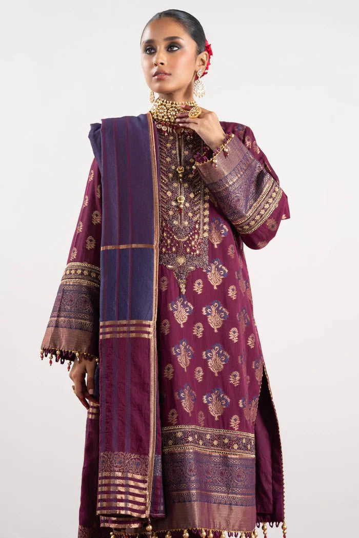 Alkaram | Festive Collection | FC-W-1A-23-3-Plum by Alkaram - Designer Dress - Type: Ladies Clothes - Available at Libayah - 100% Original