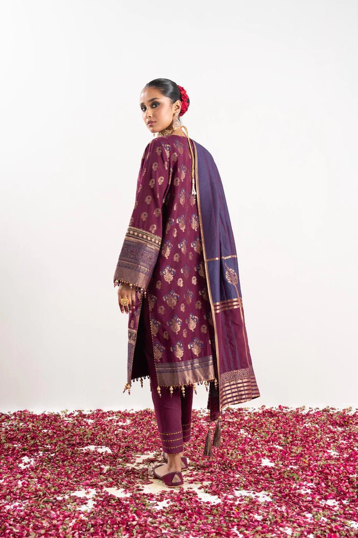 Alkaram | Festive Collection | FC-W-1A-23-3-Plum by Alkaram - Designer Dress - Type: Ladies Clothes - Available at Libayah - 100% Original