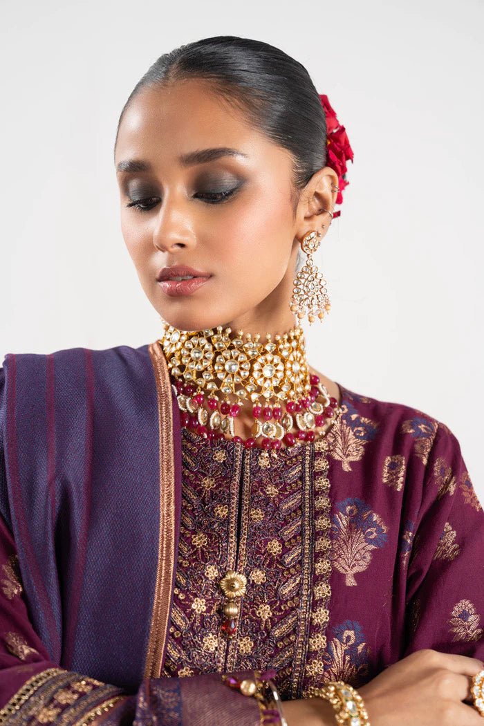 Alkaram | Festive Collection | FC-W-1A-23-3-Plum by Alkaram - Designer Dress - Type: Ladies Clothes - Available at Libayah - 100% Original