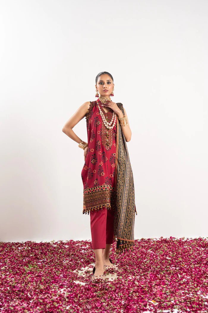 Alkaram | Festive Collection | FC-W-20G-23-3-Ruby Red by Alkaram - Designer Dress - Type: Ladies Clothes - Available at Libayah - 100% Original