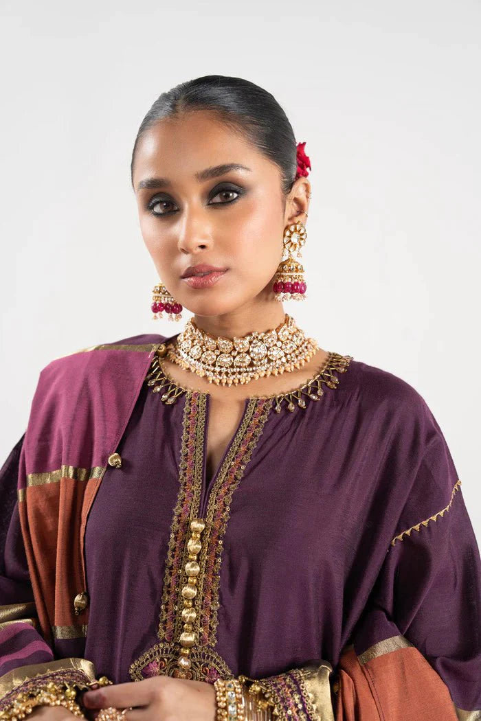 Alkaram | Festive Collection | FC-W-25I-23-3-Plum by Alkaram - Designer Dress - Type: Ladies Clothes - Available at Libayah - 100% Original