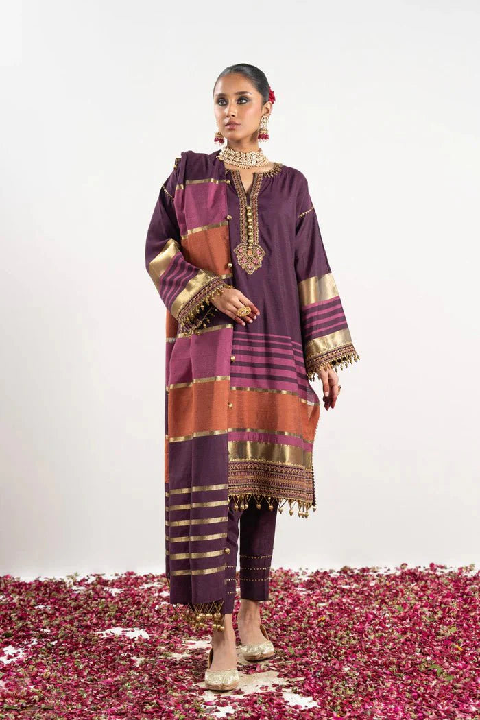 Alkaram | Festive Collection | FC-W-25I-23-3-Plum by Alkaram - Designer Dress - Type: Ladies Clothes - Available at Libayah - 100% Original
