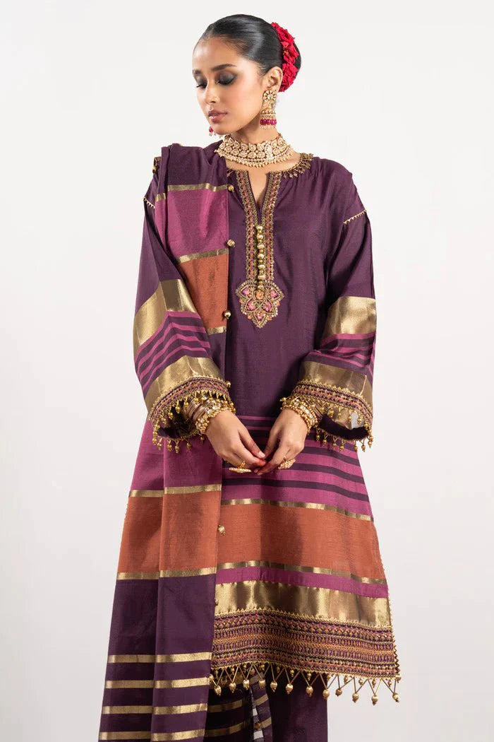 Alkaram | Festive Collection | FC-W-25I-23-3-Plum by Alkaram - Designer Dress - Type: Ladies Clothes - Available at Libayah - 100% Original