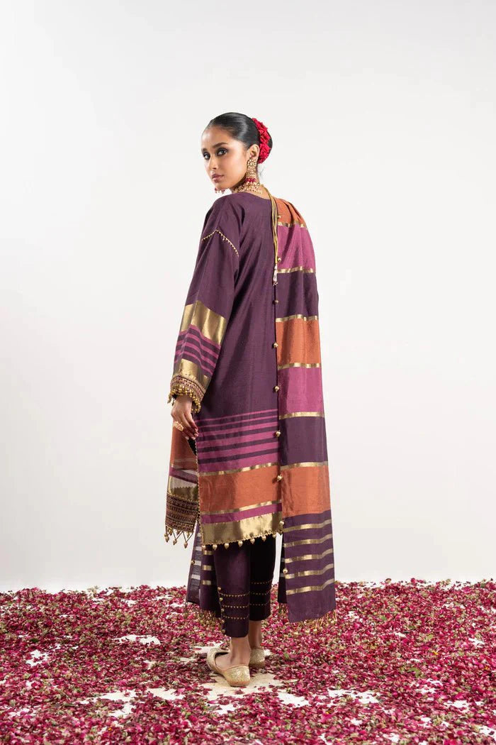 Alkaram | Festive Collection | FC-W-25I-23-3-Plum by Alkaram - Designer Dress - Type: Ladies Clothes - Available at Libayah - 100% Original