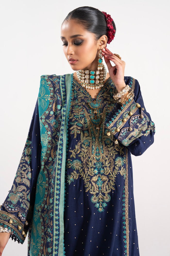 Alkaram | Festive Collection | FC-W-29K-23-3-Dark Blue by Alkaram - Designer Dress - Type: Ladies Clothes - Available at Libayah - 100% Original
