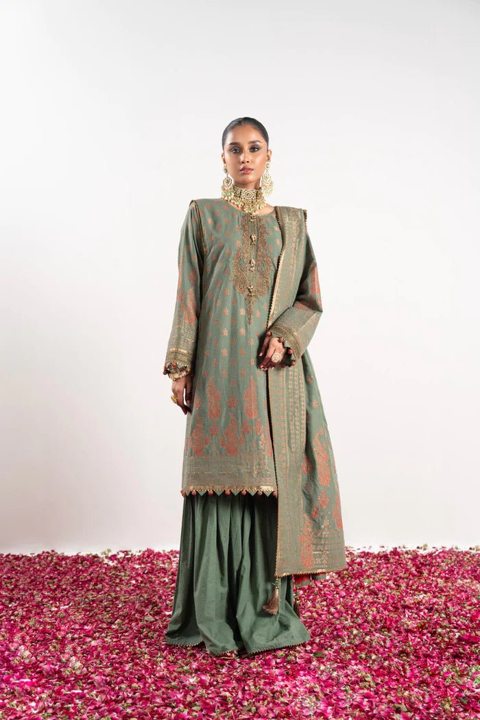 Alkaram | Festive Collection | FC-W-5A-23-3-Sage by Alkaram - Designer Dress - Type: Ladies Clothes - Available at Libayah - 100% Original