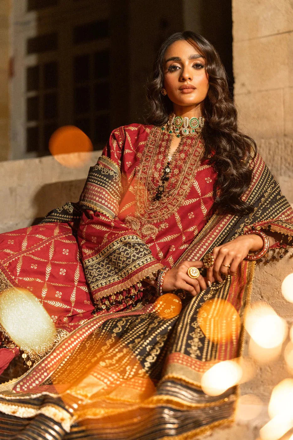 Alkaram | Spring Summer Festive 24 | Embroidered Cambric Red by Alkaram - Designer Dress - Type: Ladies Clothes - Available at Libayah - 100% Original