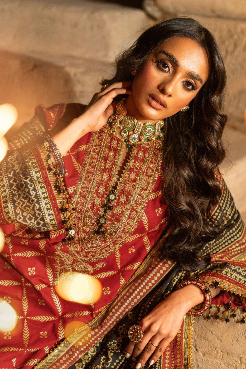 Alkaram | Spring Summer Festive 24 | Embroidered Cambric Red by Alkaram - Designer Dress - Type: Ladies Clothes - Available at Libayah - 100% Original