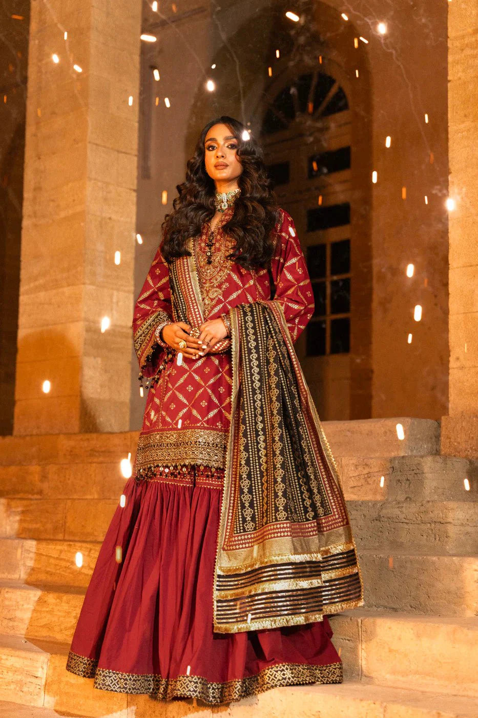 Alkaram | Spring Summer Festive 24 | Embroidered Cambric Red by Alkaram - Designer Dress - Type: Ladies Clothes - Available at Libayah - 100% Original