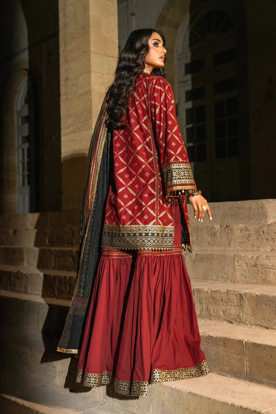 Alkaram | Spring Summer Festive 24 | Embroidered Cambric Red by Alkaram - Designer Dress - Type: Ladies Clothes - Available at Libayah - 100% Original
