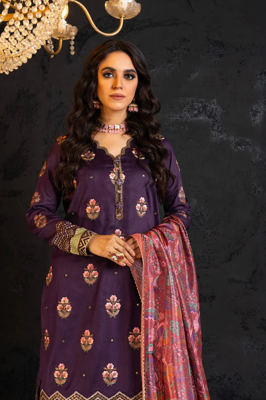 Alkaram | Spring Summer Festive 24 | Embroidered Cotton Satin Purple by Alkaram - Designer Dress - Type: Ladies Clothes - Available at Libayah - 100% Original