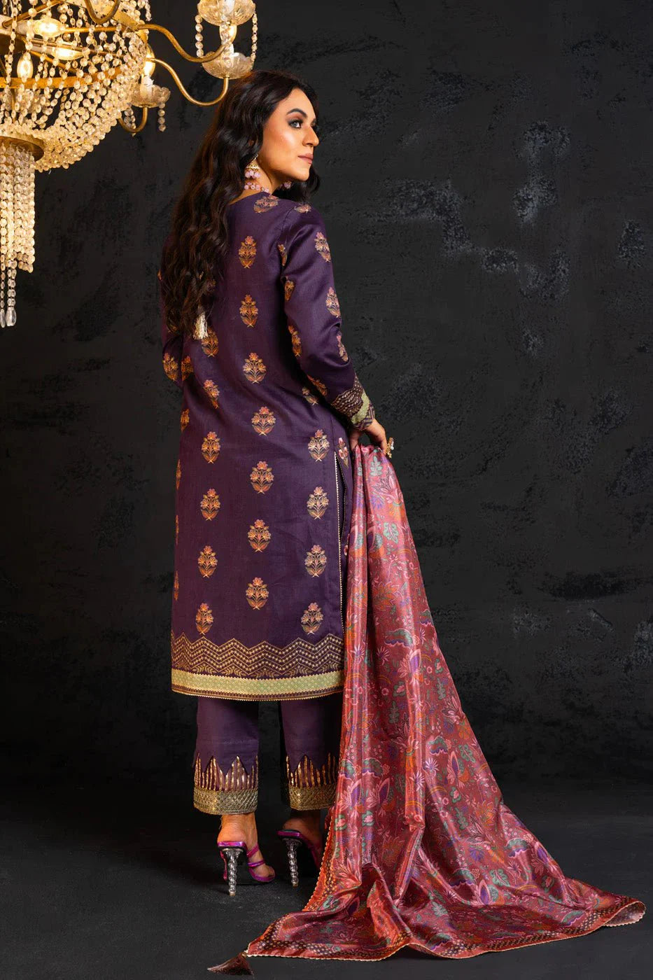 Alkaram | Spring Summer Festive 24 | Embroidered Cotton Satin Purple by Alkaram - Designer Dress - Type: Ladies Clothes - Available at Libayah - 100% Original