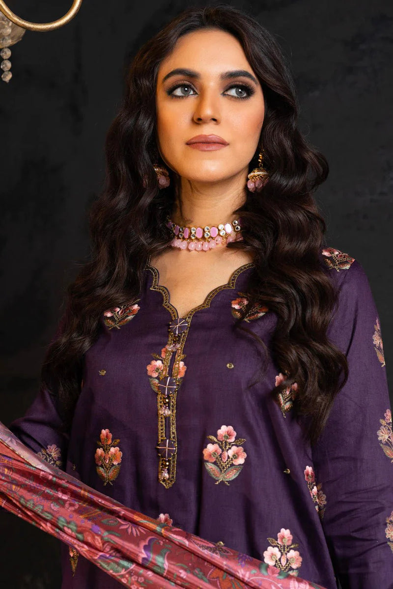 Alkaram | Spring Summer Festive 24 | Embroidered Cotton Satin Purple by Alkaram - Designer Dress - Type: Ladies Clothes - Available at Libayah - 100% Original