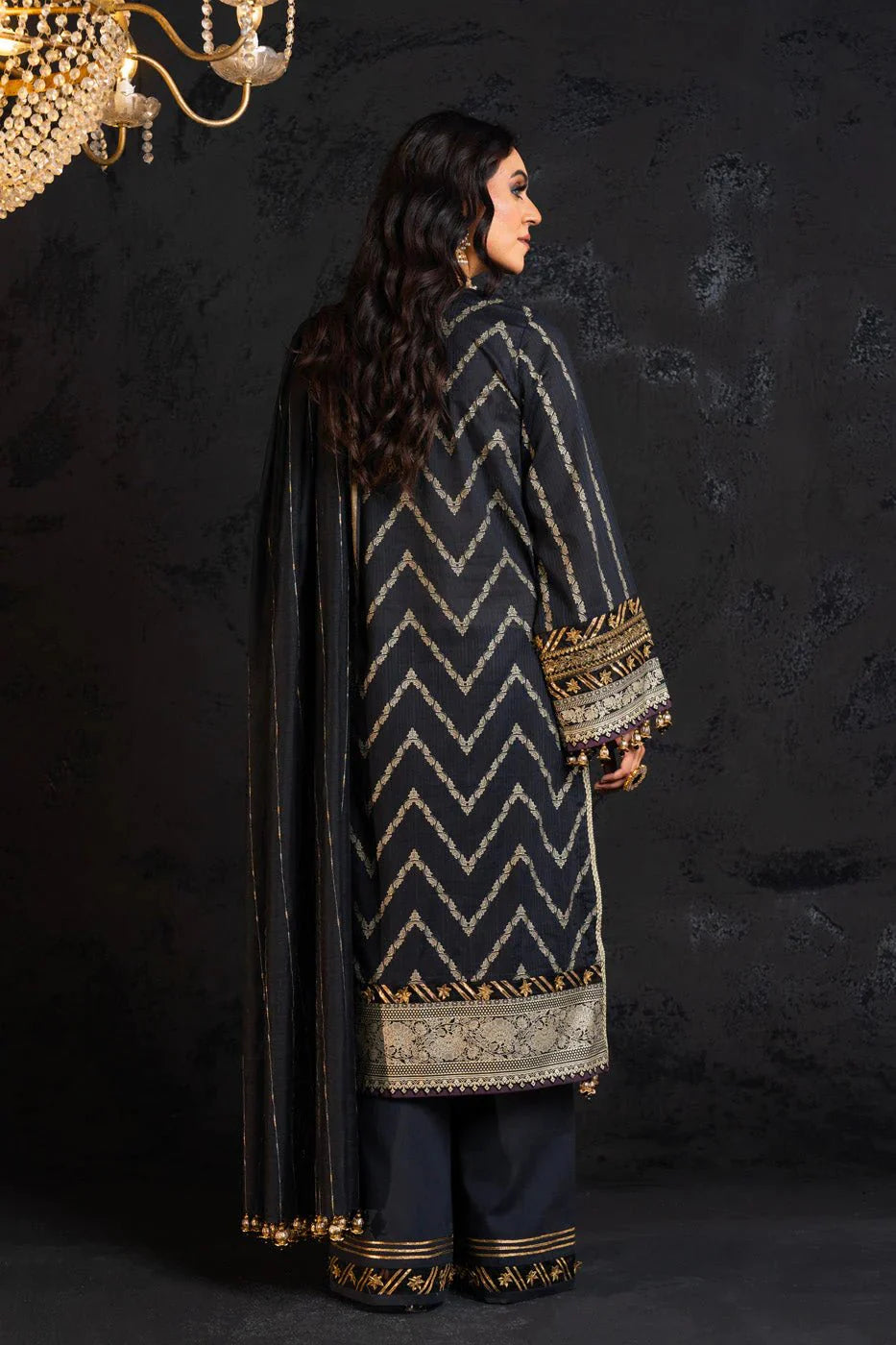 Alkaram | Spring Summer Festive 24 | Embroidered Dobby Black by Alkaram - Designer Dress - Type: Ladies Clothes - Available at Libayah - 100% Original