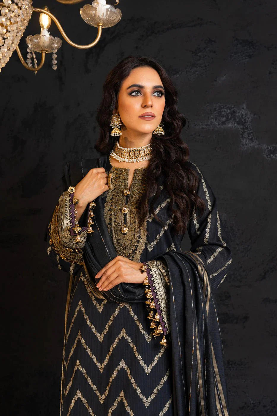 Alkaram | Spring Summer Festive 24 | Embroidered Dobby Black by Alkaram - Designer Dress - Type: Ladies Clothes - Available at Libayah - 100% Original