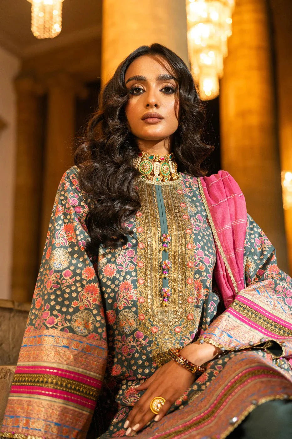 Alkaram | Spring Summer Festive 24 | Embroidered Dobby Bluish Grey by Alkaram - Designer Dress - Type: Ladies Clothes - Available at Libayah - 100% Original