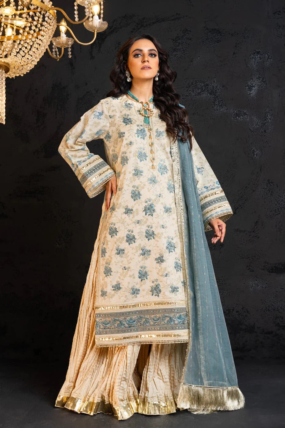 Alkaram | Spring Summer Festive 24 | Embroidered Dobby Cream by Alkaram - Designer Dress - Type: Ladies Clothes - Available at Libayah - 100% Original