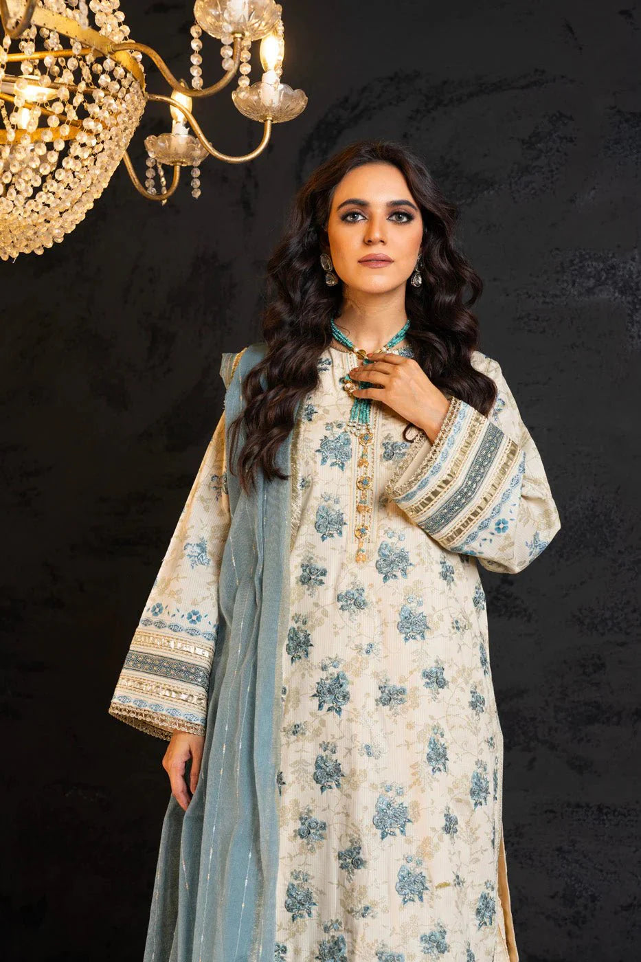 Alkaram | Spring Summer Festive 24 | Embroidered Dobby Cream by Alkaram - Designer Dress - Type: Ladies Clothes - Available at Libayah - 100% Original