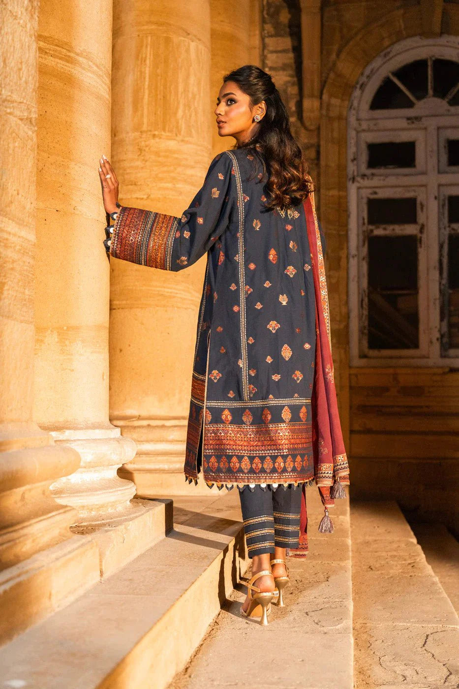 Alkaram | Spring Summer Festive 24 | Embroidered Dobby Dark Blue by Alkaram - Designer Dress - Type: Ladies Clothes - Available at Libayah - 100% Original