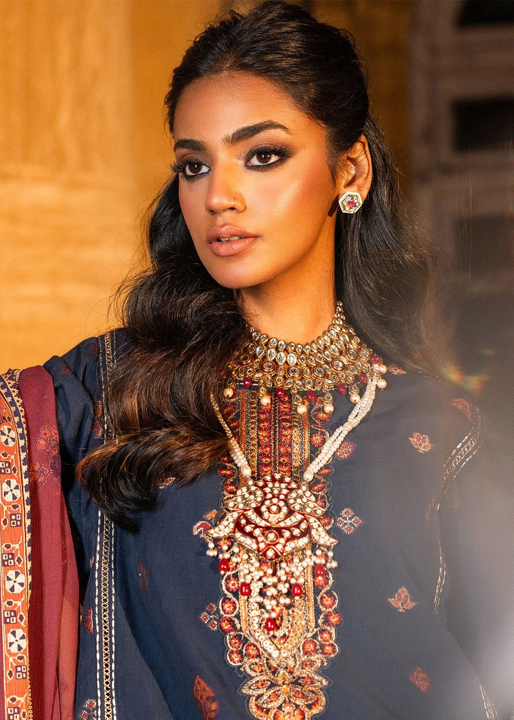 Alkaram | Spring Summer Festive 24 | Embroidered Dobby Dark Blue by Alkaram - Designer Dress - Type: Ladies Clothes - Available at Libayah - 100% Original