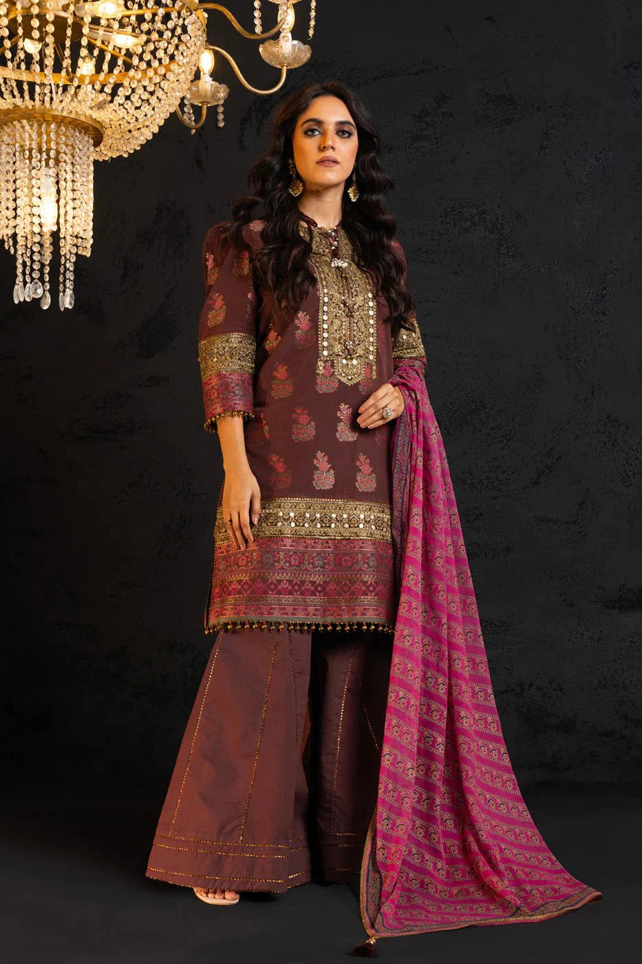 Alkaram | Spring Summer Festive 24 | Embroidered Jacquard Brown by Alkaram - Designer Dress - Type: Ladies Clothes - Available at Libayah - 100% Original