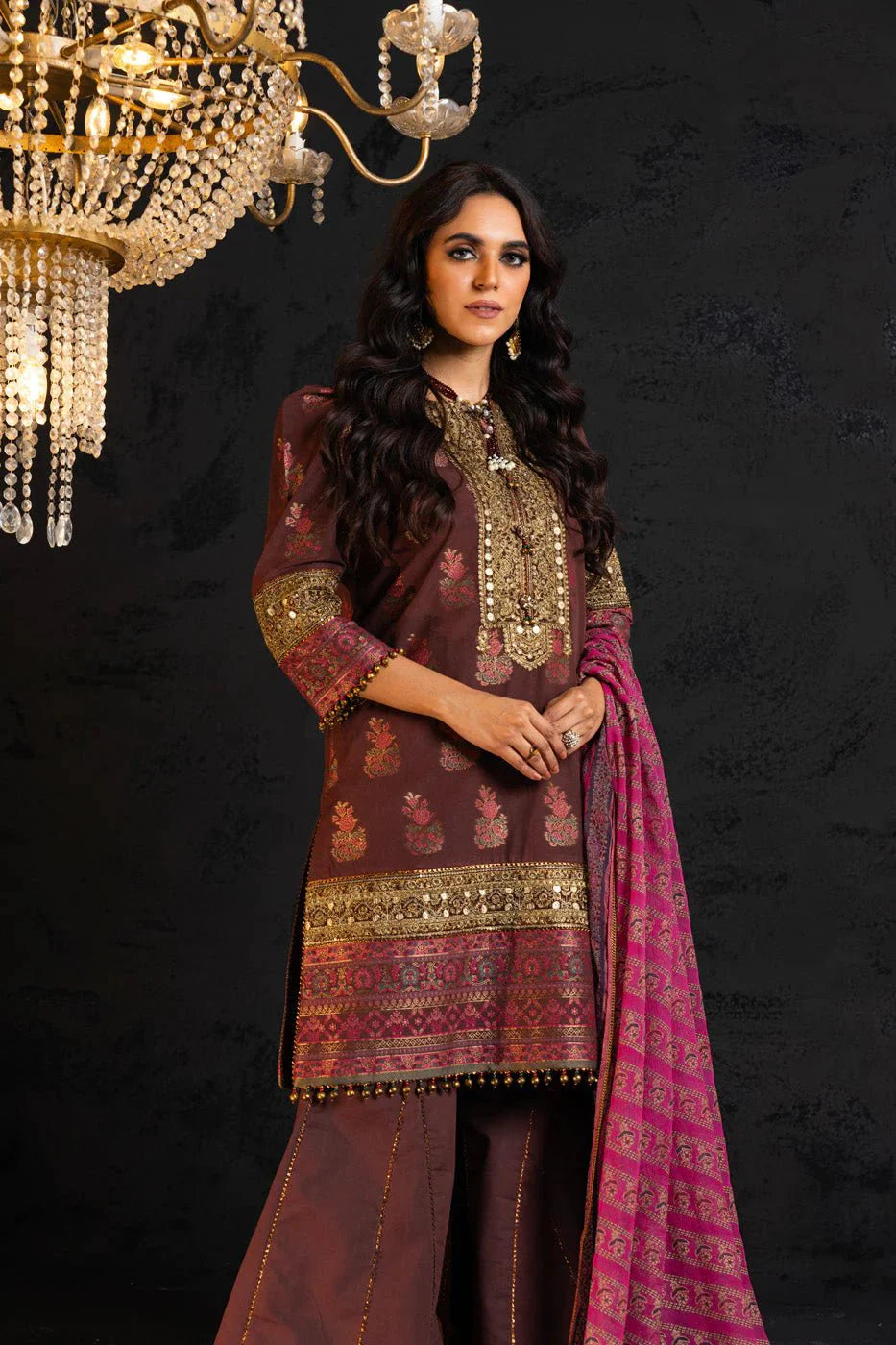 Alkaram | Spring Summer Festive 24 | Embroidered Jacquard Brown by Alkaram - Designer Dress - Type: Ladies Clothes - Available at Libayah - 100% Original