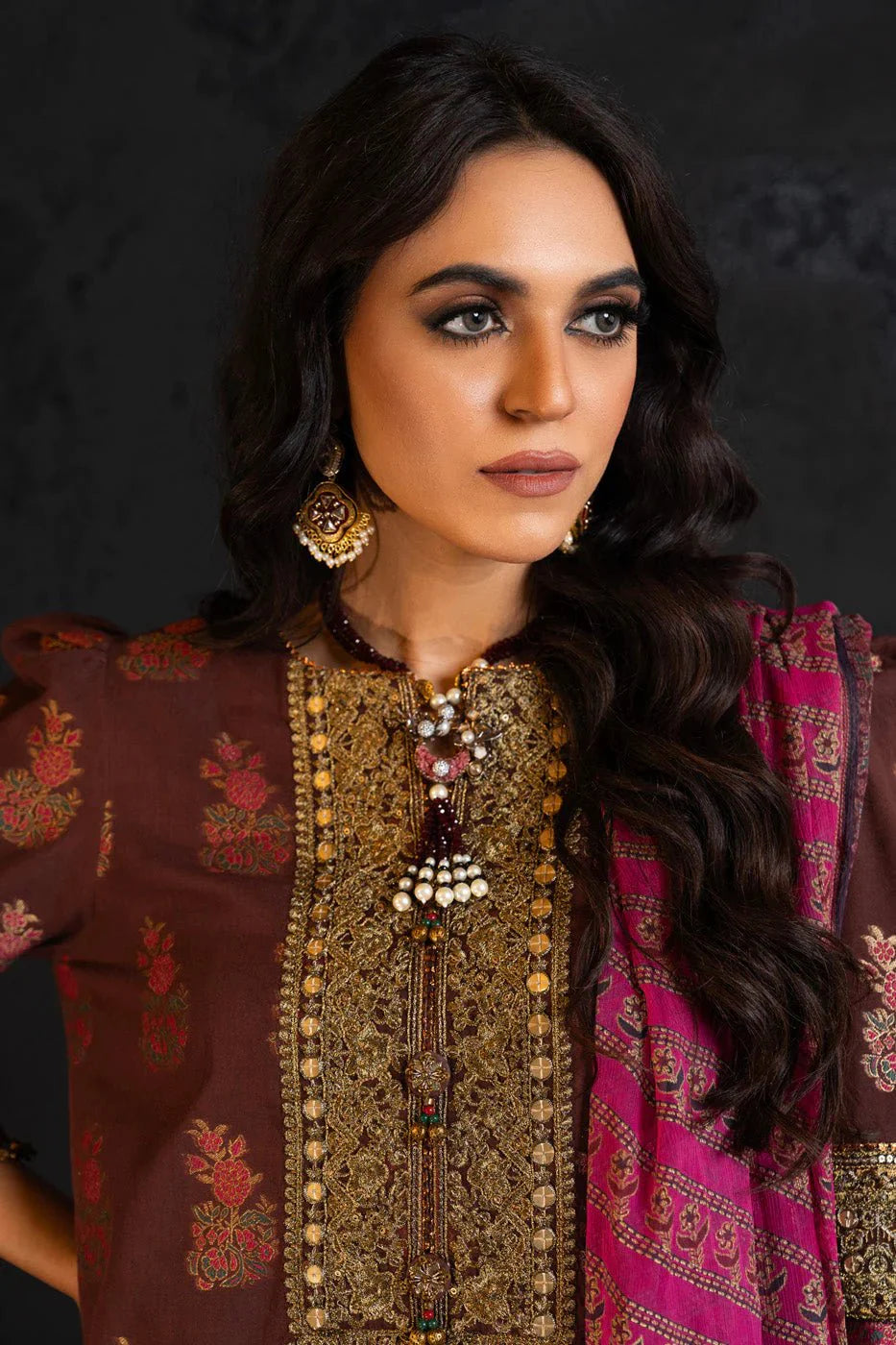 Alkaram | Spring Summer Festive 24 | Embroidered Jacquard Brown by Alkaram - Designer Dress - Type: Ladies Clothes - Available at Libayah - 100% Original