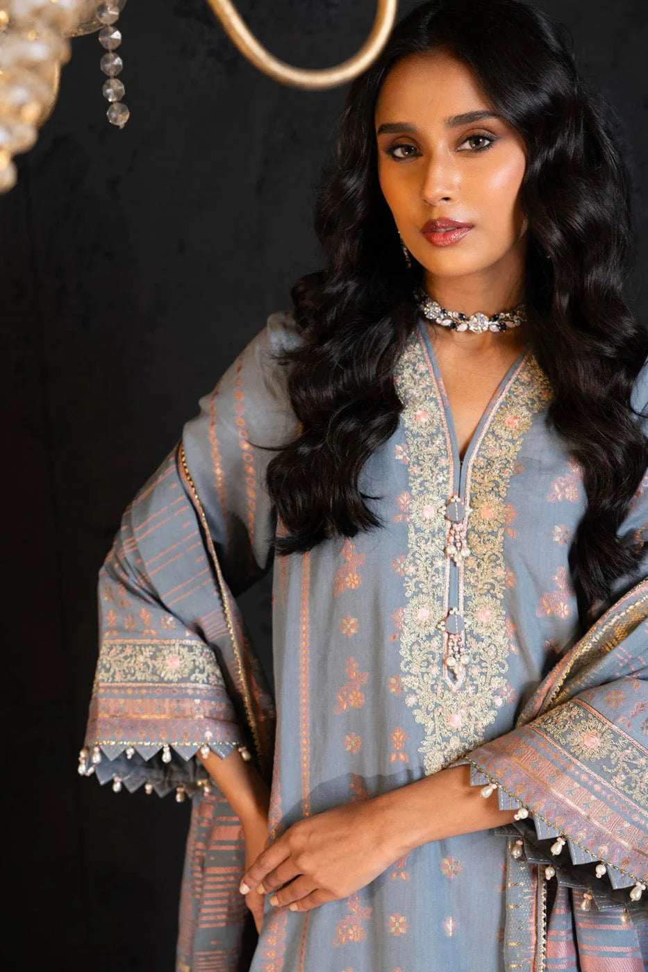 Alkaram | Spring Summer Festive 24 | Embroidered Jacquard Grey by Alkaram - Designer Dress - Type: Ladies Clothes - Available at Libayah - 100% Original