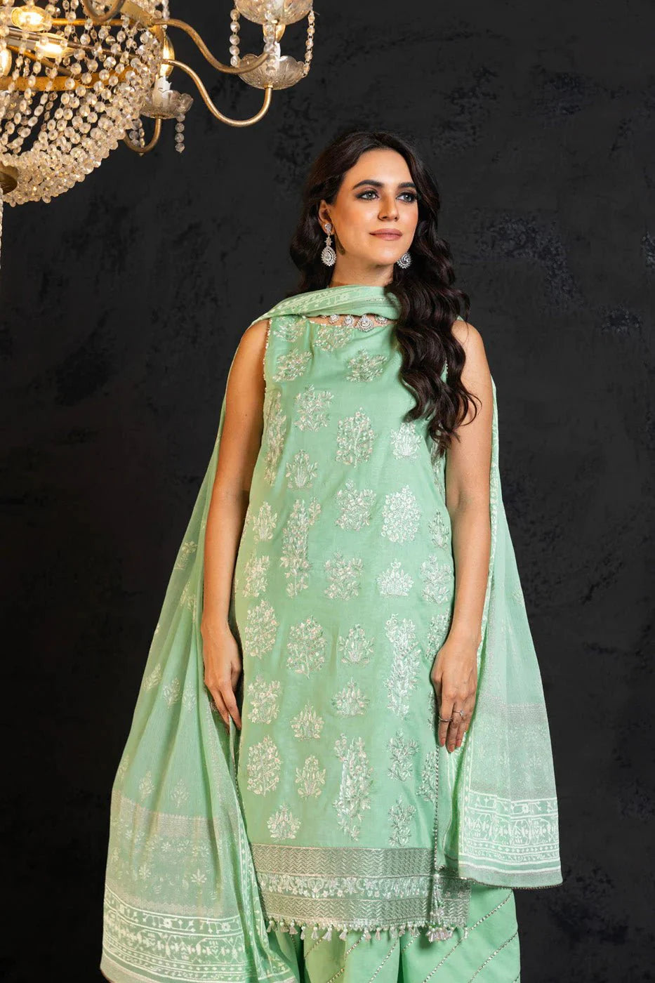 Alkaram | Spring Summer Festive 24 | Embroidered Lawn Mint by Alkaram - Designer Dress - Type: Ladies Clothes - Available at Libayah - 100% Original