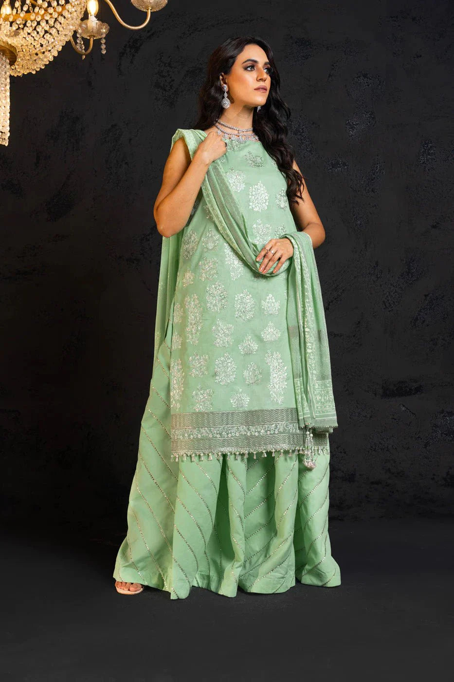 Alkaram | Spring Summer Festive 24 | Embroidered Lawn Mint by Alkaram - Designer Dress - Type: Ladies Clothes - Available at Libayah - 100% Original