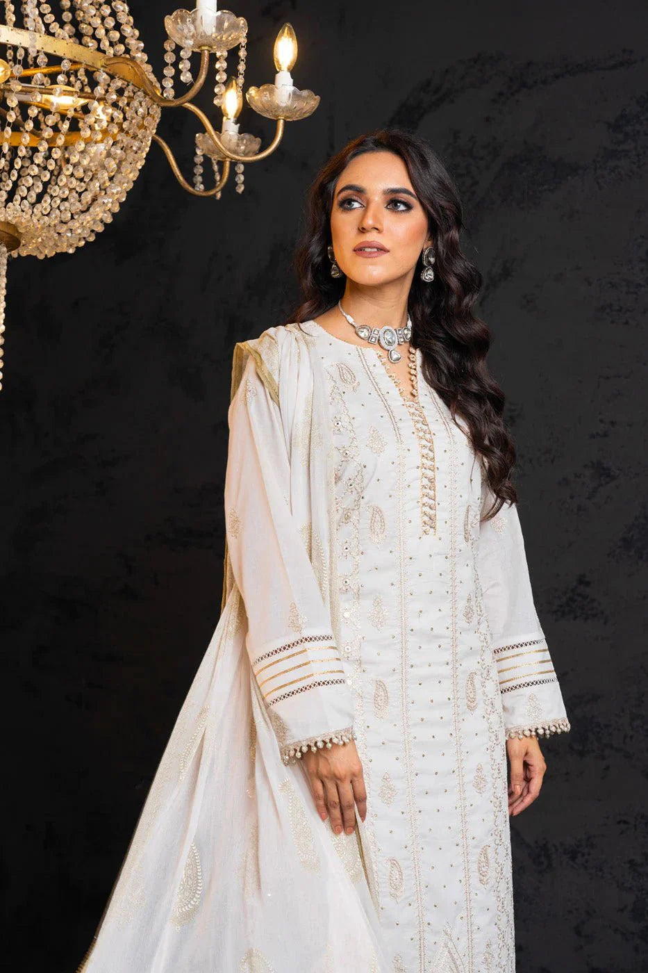 Alkaram | Spring Summer Festive 24 | Embroidered Lawn White by Alkaram - Designer Dress - Type: Ladies Clothes - Available at Libayah - 100% Original