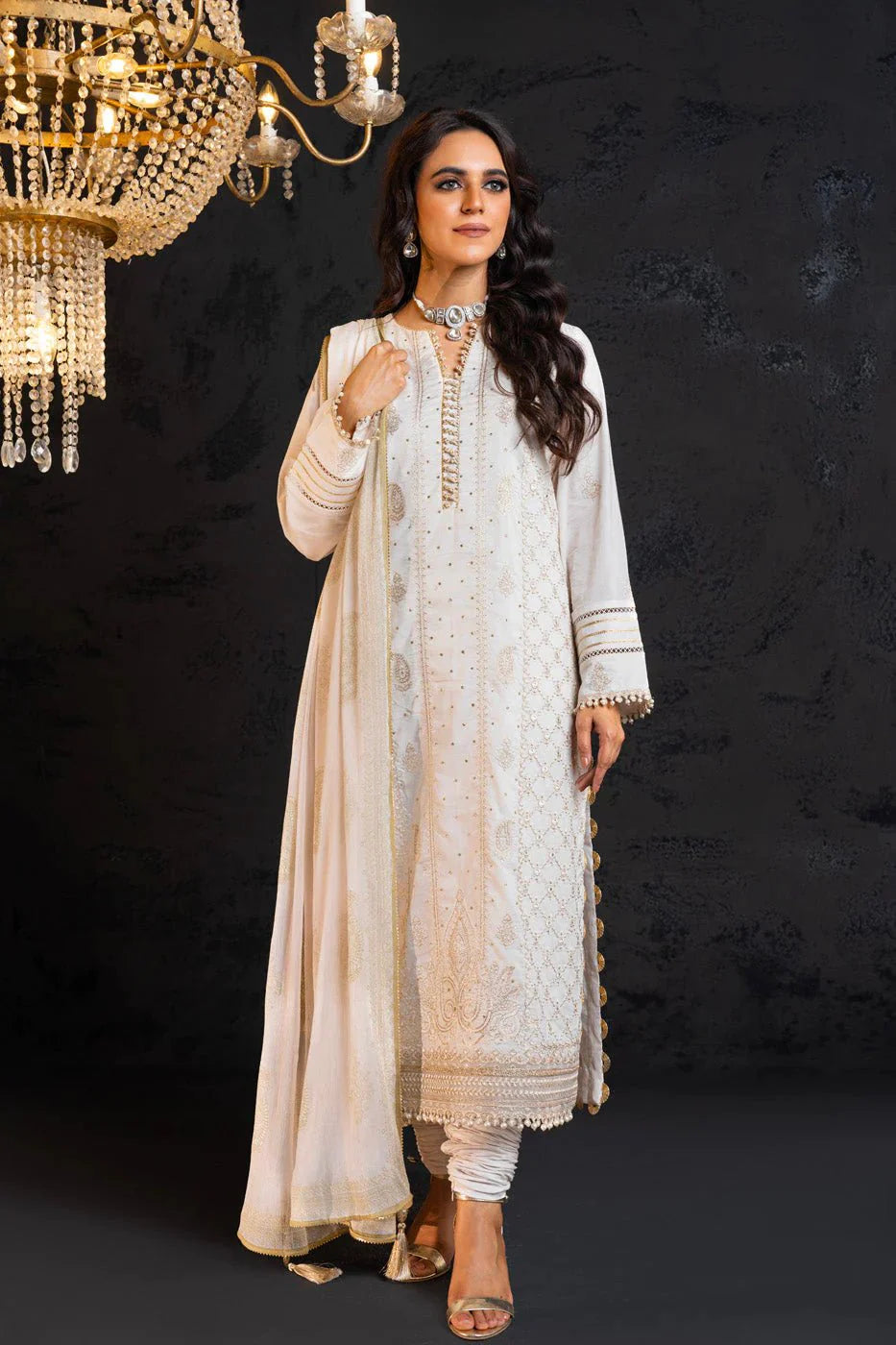 Alkaram | Spring Summer Festive 24 | Embroidered Lawn White by Alkaram - Designer Dress - Type: Ladies Clothes - Available at Libayah - 100% Original