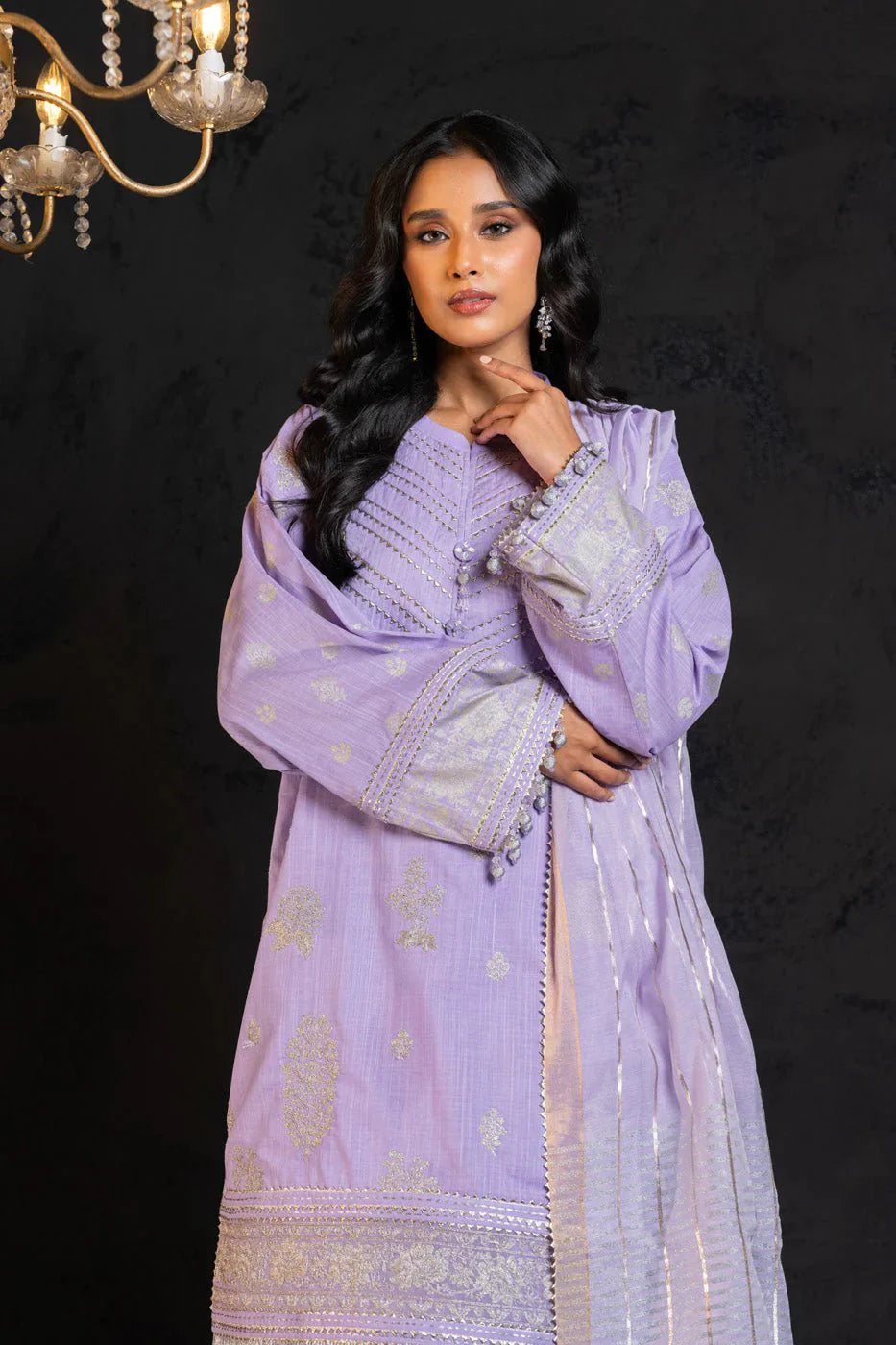 Alkaram | Spring Summer Festive 24 | Embroidered Two Way Slub Lavender by Alkaram - Designer Dress - Type: Ladies Clothes - Available at Libayah - 100% Original