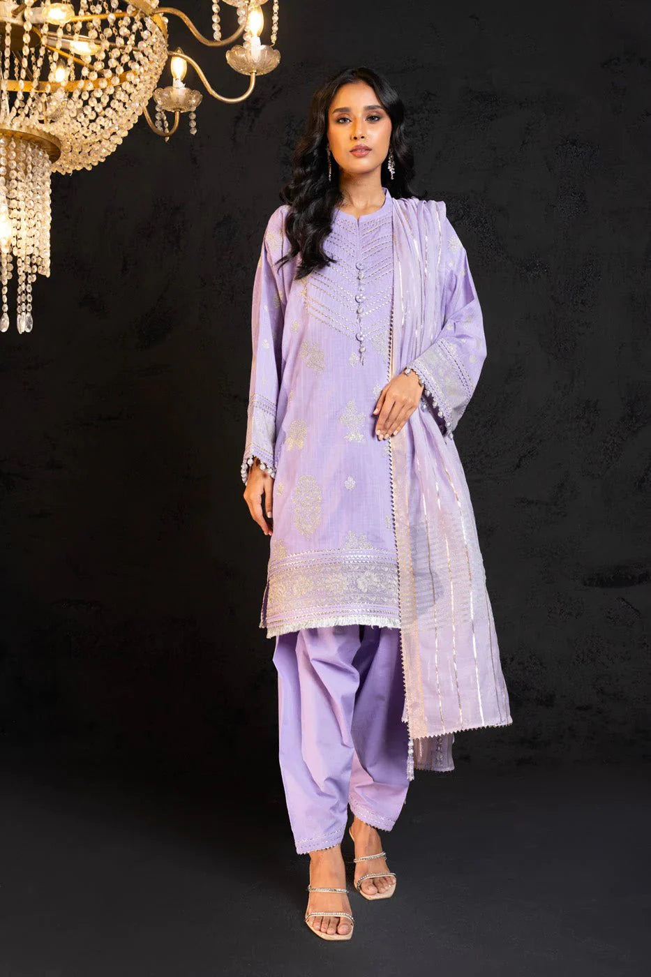 Alkaram | Spring Summer Festive 24 | Embroidered Two Way Slub Lavender by Alkaram - Designer Dress - Type: Ladies Clothes - Available at Libayah - 100% Original