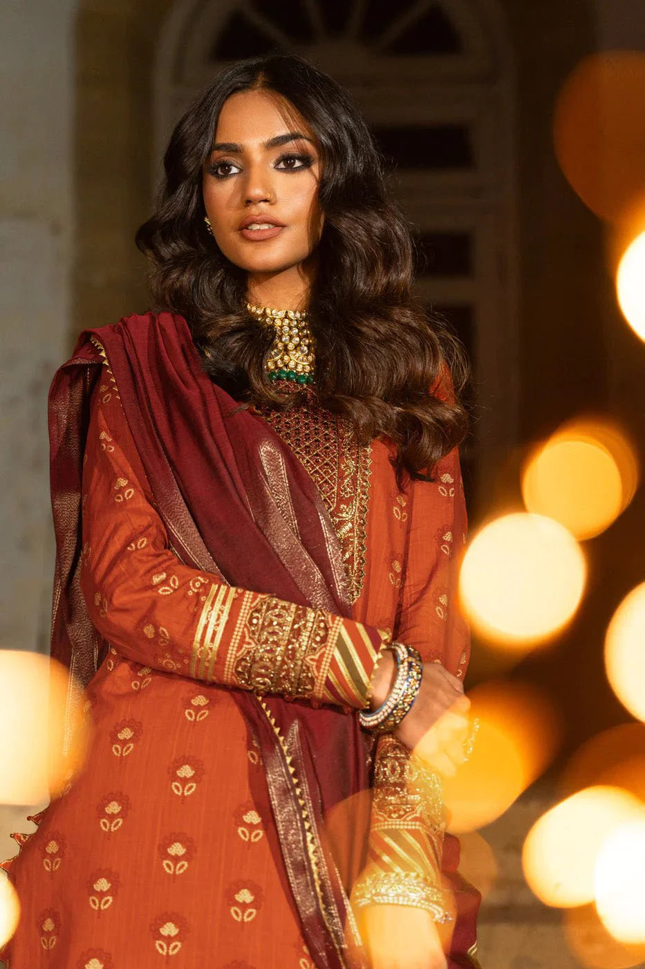 Alkaram | Spring Summer Festive 24 | Embroidered Two Way Slub Rust by Alkaram - Designer Dress - Type: Ladies Clothes - Available at Libayah - 100% Original